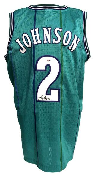 Larry Johnson Autographed/signed Custom Teal " Grand Mama " Jersey Psa/dna