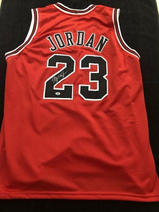 Michael Jordan Signed Autographed Chicago Bulls Red Custom Jersey With