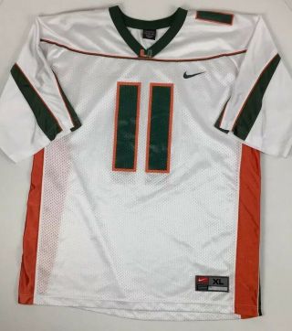 Vintage Nike University Of Miami Hurricanes Um Football Jersey Size Xl White 11