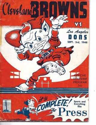 1948 Cleveland Browns - Dons Aafc Program Browns Perfect Season Rare