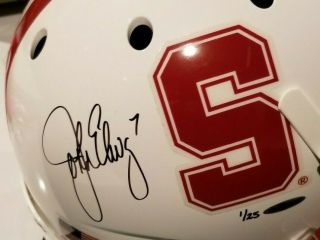 JOHN ELWAY & TIGER WOODS - Signed Authentic White Stanford FULL SIZE Helmet 1/25 2