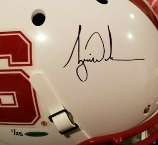 JOHN ELWAY & TIGER WOODS - Signed Authentic White Stanford FULL SIZE Helmet 1/25 3