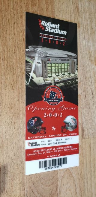 Nfl - Houston Texans - Inaugural Season (2002) Ticket From Opening Game