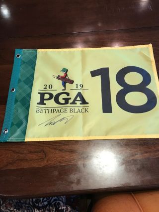 Tommy Fleetwood Signed Autograph 2019 Pga Championship Flag Bethpage Proof