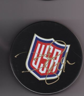 David Backes Signed Autographed 2016 World Cup Hockey Wcoh Team Usa Puck Bruins