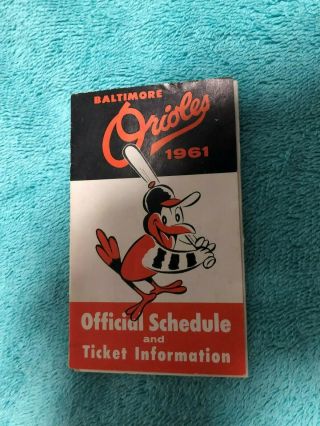 1961 Baltimore Orioles Goetzes Franks Tri - Fold Schedule Baby Bird Logo