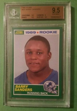 Barry Sanders 1989 Score Rc 257 Bgs 9.  5 Gem Hof Rookie