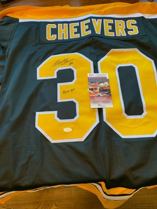 Gerry Cheevers Autographed Pro Style Custom Black Jersey Jsa W Authenticated