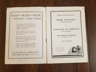 1927 UCLA vs Drake University Football Program Played at Los Angeles California 3