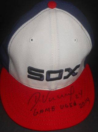 Dayan Viciedo White Sox Signed 2014 Game 1983 Alternate Cap Hat