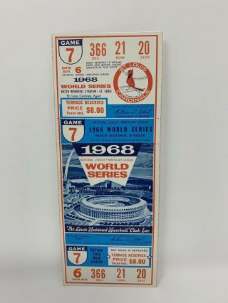 1968 World Series Game 7 Full Ticket & All Paperwork Cardinals Vs Tigers