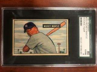 1951 Bowman Mickey Mantle 253 Sgc 80/6 Rookie Card