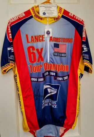 Lance Armstrong 6x Tour De France Autographed Jersey Usps 93/100 Limited Edition