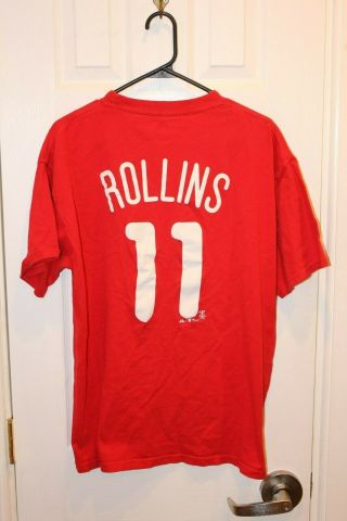 Red Philadelphia Phillies Jimmy Rollins Jersey T - Shirt - Adult Extra - Large / Xl
