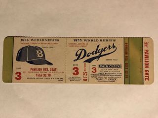1955 World Series Game 3 Full Proof Ticket Yankees Brooklyn Dodgers Ebbets Field