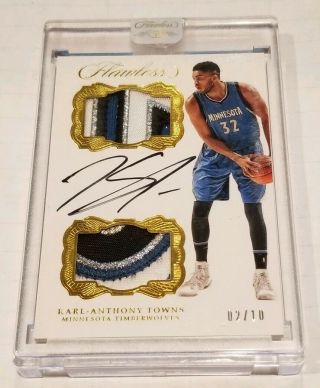 Encased 2016 - 17 Panini Flawless 4clr Patch Auto Karl - Anthony Towns 02/10