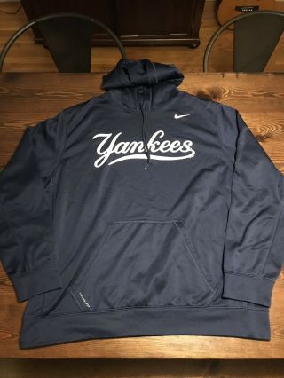 Nike York Yankees Hoodie Sweatshirt Size Xxl Script Logo Therma - Fit