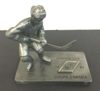 1981 Canada Cup Hockey Statue Pewter Given Only To Vips & Players