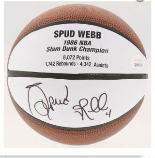 Spud Webb Slam Dunk 1986 Signed Basketball Jsa