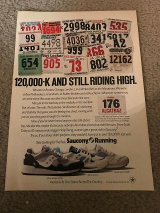 1990 Saucony Shadow 5000 Running Shoes Poster Print Ad Azura Ii Jazz 2000 Rare