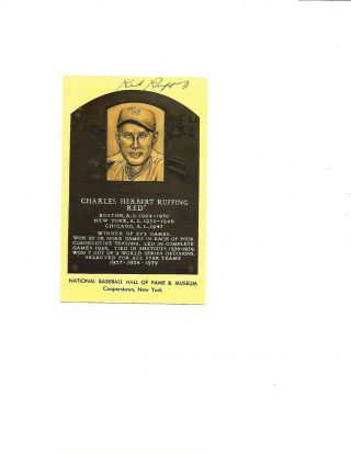 Red Ruffing Signed Baseball Hall Of Fame Plaque Postcard Yankees