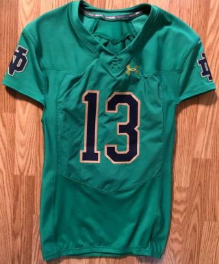 Notre Dame Football 2018 Under Armour Team Issued Green Jersey Senior Night 13qb