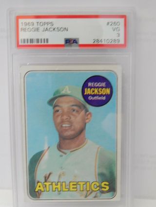 1969 Topps Reggie Jackson Oakland Athletics 260 Baseball Card Psa - 3 Vg