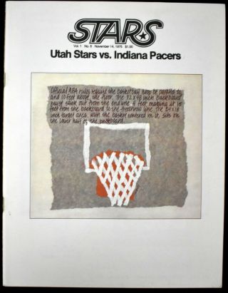 1975 Utah Stars V Indiana Pacers Aba Basketball Program
