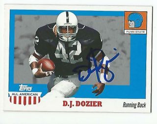 Dj Dozier Autographed Signed 2005 Topps All - American Card Penn State Football