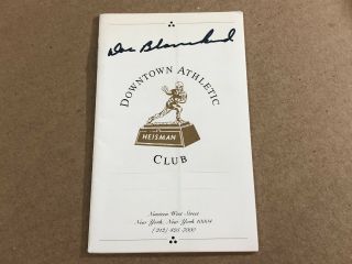 Doc Blanchard Signed Autographed Downtown Athletics Club Heisman Program