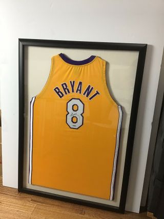 Kobe Bryant Signed Framed Jersey.  With And Hologram Sticker Authenticated.