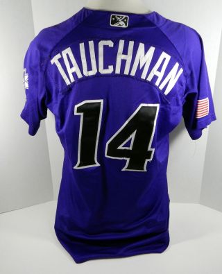 2018 Albuquerque Isotopes Mike Tauchman 14 Game Purple Jersey