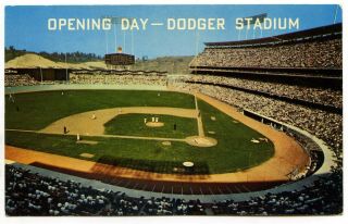 Vintage 1962 Opening Day Los Angeles Dodgers Stadium Postcard Pc L - 155