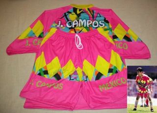 Jorge Campos Hand Signed 1993 Gold Cup Multicolor Gk Uniform Proof Mexico Legend