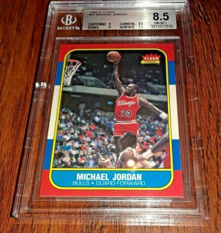 Michael Jordan Rookie 1986 - 1987 Fleer 8.  5 Beckett 57 Pack Fresh Bold Color