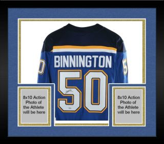 Framed Jordan Binnington St.  Louis Blues Signed Blue Fanatics Breakaway Jersey