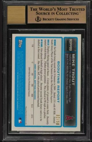 2009 Bowman Draft Picks Chrome Prospects Gold Refractor No.  BDPP Mike Trout Auto. 2