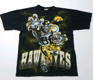 Vintage Iowa Hawkeyes Football Herky Graphic T Shirt Size Large