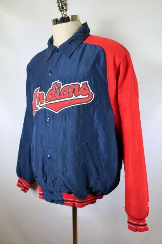 B5902 VTG STARTER Cleveland Indians MLB Baseball Snap Jacket Size L 2