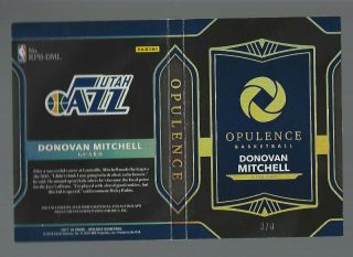 DONOVAN MITCHELL 2017 - 18 PANINI OPULENCE 3/8 AUTO PATCH LETTER RC ROOKIE BOOKLET 2