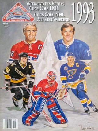 1993 Nhl All Star Game Hockey Program Patrick Roy Mario Lemieux Brett Hull