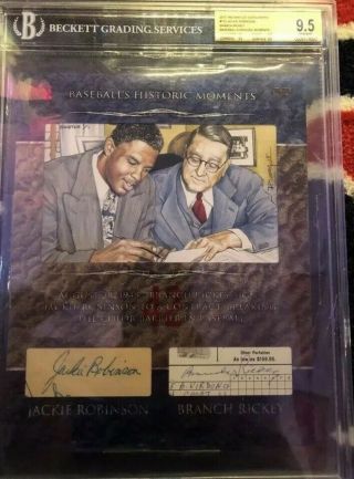 Jackie Robinson & Branch Rickey Cut Autographs 1/1 Bgs 9.  5 Brooklyn Dodgers Hof