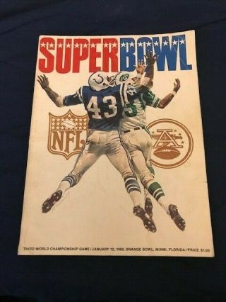 Bowl 3 Sb Iii Program Afl Nfl Baltimore Colts Ny Jets 1969