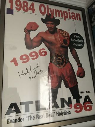 Evander Holyfield Signed Olympic Poster 18x24 Heavyweight Champion