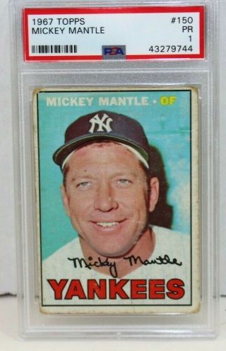 Mickey Mantle 1967 Topps Baseball Card 150 Psa 1 York Yankees Hof