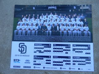 2019 San Diego Padres Team Photo 11.  5 X 14 Fox San Diego Renfroe Green