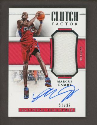 2018 - 19 National Treasures Clutch Factor Marcus Camby Jersey Auto 51/99 Clippers