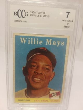 1958 Topps 5 Willie Mays San Francisco Giants Bgs Bccg 7
