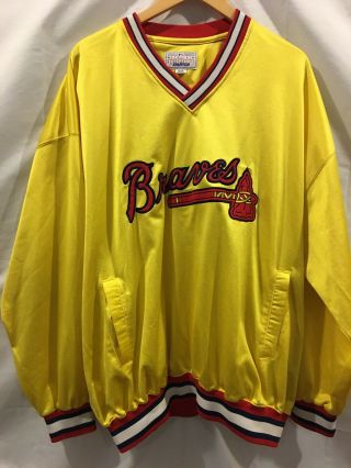 Vintage Atlanta Brave Yellow Starter V Neck Pullover Long Sleeve Sz 2xl
