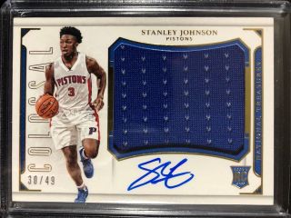 2015 - 16 National Treasures Colossal Stanley Johnson Jersey Auto Rc /49 (a2)